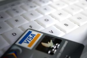 credit card on keyboard